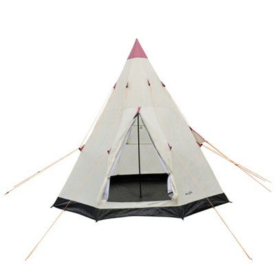 Jack Stonehouse Jsh 2 Or 3 Man Teepee Camping Tent Spacious Wigwam Tipi Tent Mesh Windows Quick Easy Set Up Carry Bag Glamping Festival Play from B&Q