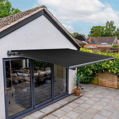 Jack Stonehouse 2.5 X 2M Manual Awning For WindowDoorsPatioGardenRetractable Sun Shade Canopy Shelter With Crank Handle & FixingsBlack from B&Q