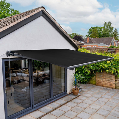 Jack Stonehouse Jsh 3 X 2.5M Retractable Electric Awning With Led Lights Remote Control Uv Resistant Shower Proof Patio Garden Suns from B&Q