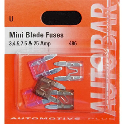 486 Assorted Mini Blade Fuses 5 Pieces 3A 4A 5A 7.5A 25 Amp Replacement Auto Bar - Image 5