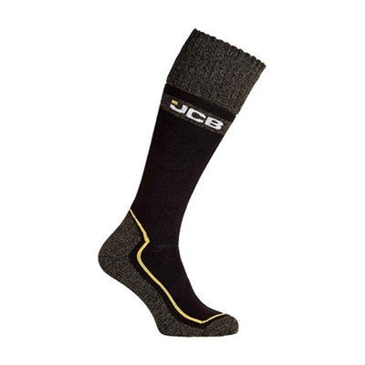 Jcb - Mens Thick Cotton Rich Pro Welly Wellington Boot Socks For Work 6-8.5 Black