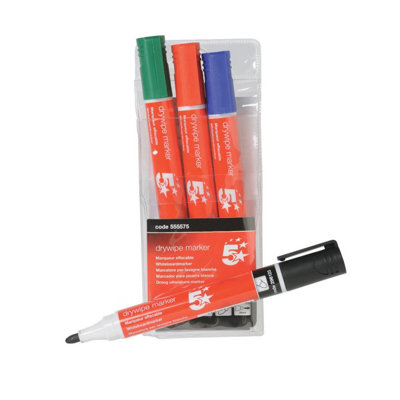 5 Star Office Drywipe Marker Xylene/toluene-Free Bullet Tip from B&Q