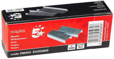 Fivestar 5 Star Office Staples 26/6 (Pack Of 5000) - 296204