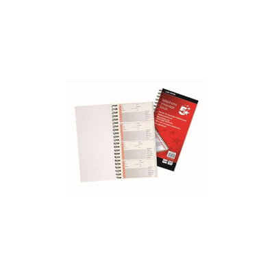 B&Q -  5 Star Office Telephone Message Book Wirebound Carbonless 320 Notes 80 Pages 279X152mmWhite