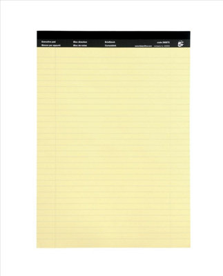Fivestar 5 Star Office Executive Pad Perforated Top Feint Ruled Blue Margin Red 50 Sheets (100 Pages) A4 Yellow Pack 10 from B&Q