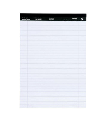Fivestar 5 Star Office Executive Pad Perforated Top Feint Ruled Blue Margin Red 50 White Sheets A4 Pack 10 from B&Q