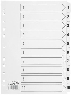 Fivestar 5 Star Office Index 150Gsm Card With Mylar Tabs 1-10 A4 White