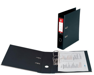 Fivestar 5 Star Lever Arch File Pvc Spine 70mm Foolscap Black Pack Of 10 from B&Q