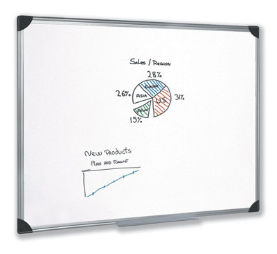 Fivestar 5 Star Easy Office Supplies (W1200mm X H900mm) Whiteboard Drywipe Magnetic With Pen Tray And Aluminium Trim from B&Q