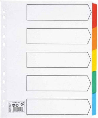 Accessotech Multicolour A4+ Mylar 5 Part Index Dividers Extra-Wide Reinforced Tabs For Binders from B&Q
