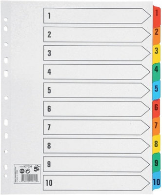 Accessotech Multicolour A4 Plus Mylar 1 To 10 Index Dividers Extra Wide 230 Micron Pack from B&Q