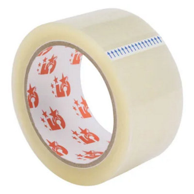 Fivestar 5 Star Office Packaging Tape Low Noise Polypropylene 48mm X 66M Clear Pack 6 from B&Q