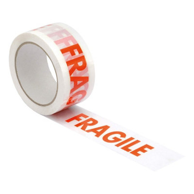 Fivestar 5 Star Office Printed Tape Fragile Polypropylene 48mmx66M Red Text On White Pack Of 6 from B&Q