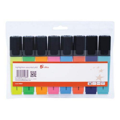 Fivestar 5 Star Office Highlighters Chisel Tip 1-5mm Line Assorted Wallet 8 from B&Q