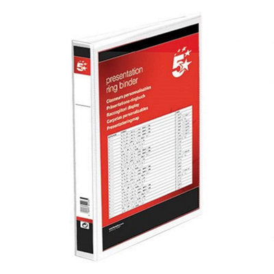 Fivestar 5 Star Presentation Ring Binder Pvc 2 D-Ring 25mm Size A4 White Ref 36112 Pack 10 from B&Q