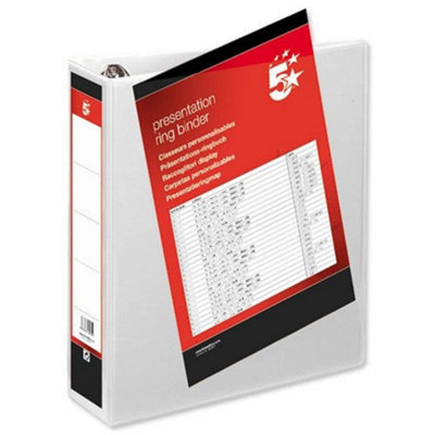 Fivestar 5 Star Presentation Ring Binder Pvc 4 D-Ring 50mm Size A4 White Pack 10 from B&Q
