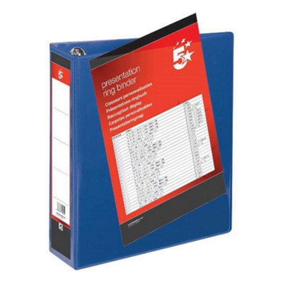 Fivestar 5 Star Presentation Ring Binder Pvc 4 D-Ring 50mm Size A4 Blue Pack 10 from B&Q