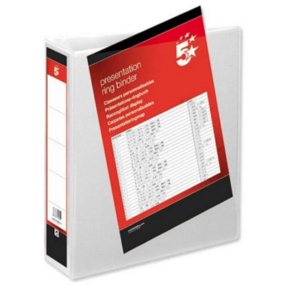 Fivestar 5 Star Presentation Ring Binder Pvc 2 D-Ring 50mm Size A4 White Ref 36142 Pack 10 from B&Q