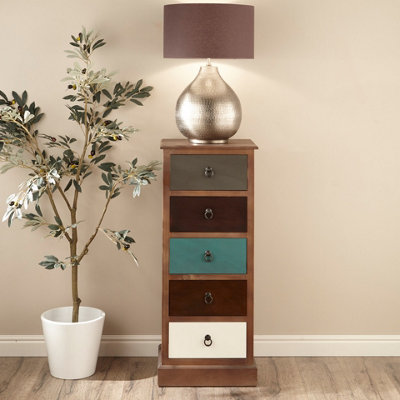 Pacific Lifestyle Blue Multicoloured Wood 5 Drawer Unit from B&Q