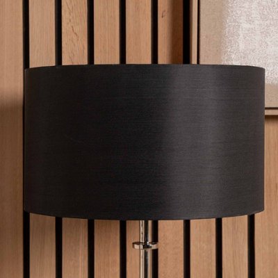 Pacific Lifestyle 40Cm Black Silk Cylinder Drum Table Floor Lampshade from B&Q