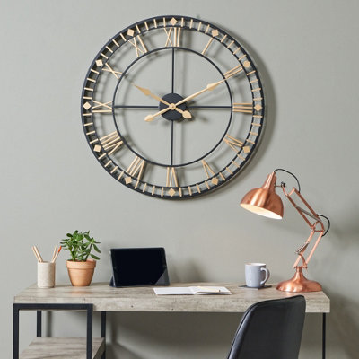 Pacific Lifestyle Antique Bronze And Gold Metal Round Wall Clock Large from B&Q