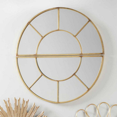 B&Q -  Antique Gold Metal 2 Half Moon Section Wall Mirror