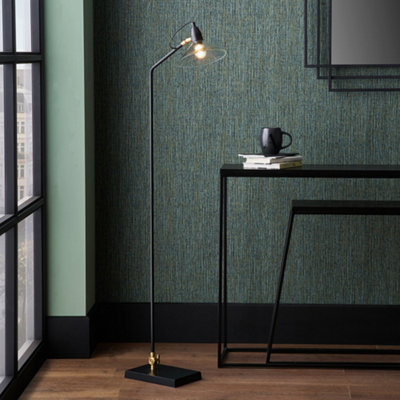 Pacific Lifestyle Canton Matt Black Metal And Glass Cone Floor Lamp from B&Q