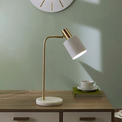 Pacific Lifestyle White And Gold Industrial Table Lamp With Marble Base from B&Q