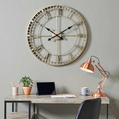 Pacific Lifestyle Antique Gold Metal Round Wall Clock Large from B&Q