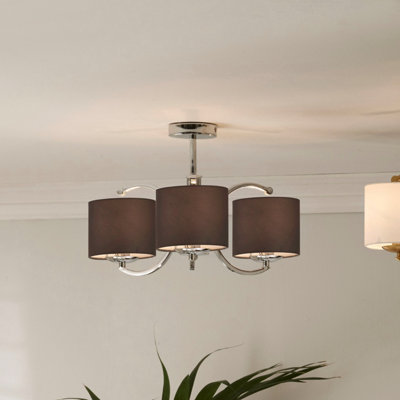 Pacific Lifestyle Arcadia Silver Metal Curved 3 Arm Semi Flush Pendant from B&Q