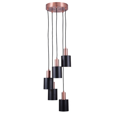 Pacific Lifestyle Biba Black And Antique Copper 5 Drop Pendant from B&Q