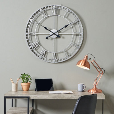 Pacific Lifestyle Antique Silver Metal Round Wall Clock Large from B&Q