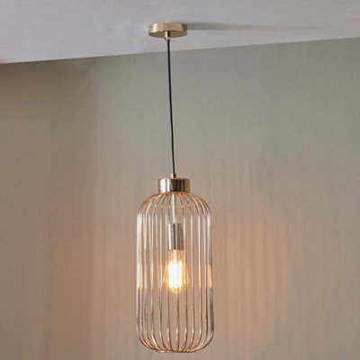 B&Q -  Dania French Gold Metal Wire Tall Pendant