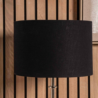 Pacific Lifestyle 25Cm Black Linen Drum Table Lampshade Self Lined Cylinder Shade from B&Q