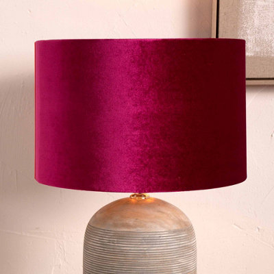 Pacific Lifestyle 25Cm Fuchsia Pink Velvet Cylinder Table Lampshade Art Deco from B&Q