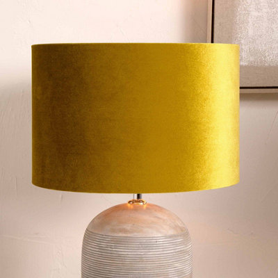 Pacific Lifestyle 45Cm Yellow Mustard Velvet Cylinder Floor Table Lampshade from B&Q