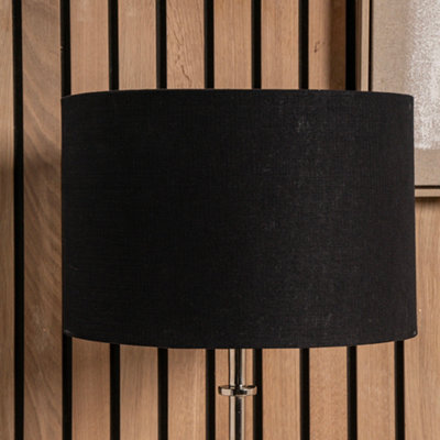 Pacific Lifestyle 50Cm Black  Linen Drum Table Lampshade Self Lined Cylinder Floor Lamp Shade from B&Q