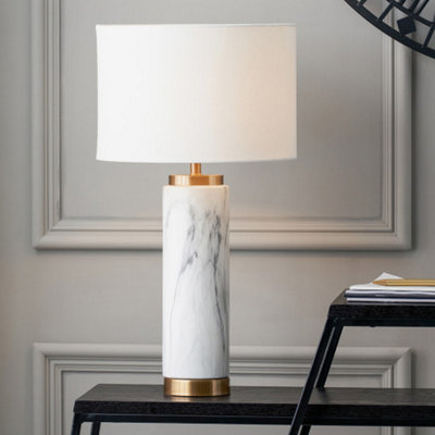 Pacific Lifestyle Marble Effect Ceramic Tall Table Lamp from B&Q