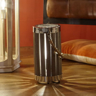 Pacific Lifestyle Grey Wash Wood Small Lantern Table Lamp from B&Q