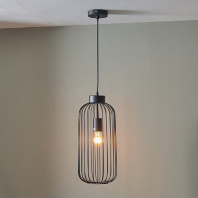 B&Q -  Dania Matt Black Metal Wire Tall Pendant