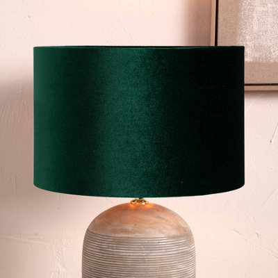 Pacific Lifestyle 25Cm Forest Green Velvet Cylinder Table Lampshade Art Deco from B&Q