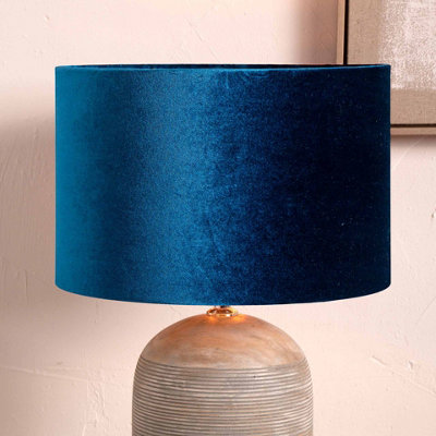 Pacific Lifestyle 45Cm Royal Blue Velvet Cylinder Table Floor Lampshade Art Deco from B&Q