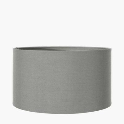 Pacific Lifestyle 35Cm Grey Poly Cotton Cylinder Table Lamp Shade Grey Round Drum Lampshade from B&Q