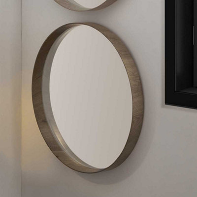 Pacific Lifestyle Natural Wood Veneer Deep Edge Round Wall Mirror Large from B&Q