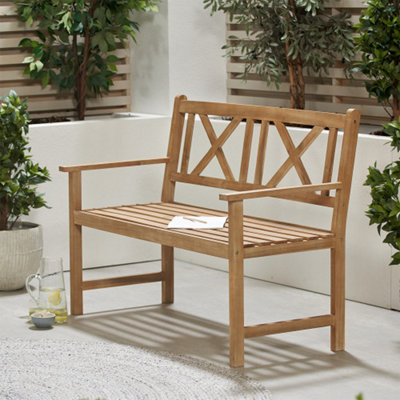 Pacific Lifestyle Outdoor Teak 2 Seater Acacia Wood Bench from B&Q