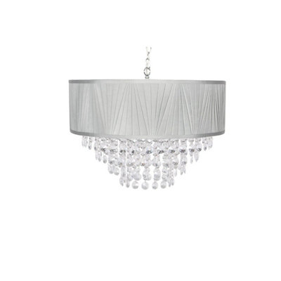 Pagazzi Lighting Pagazzi Talula Grey & Crystal Ceiling Pendant from B&Q