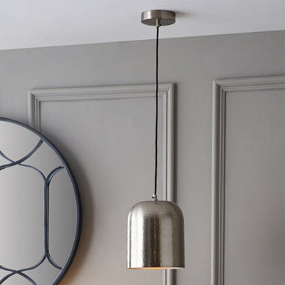 Pacific Lifestyle Kochi Antique Silver Hammered Metal Dome Pendant from B&Q