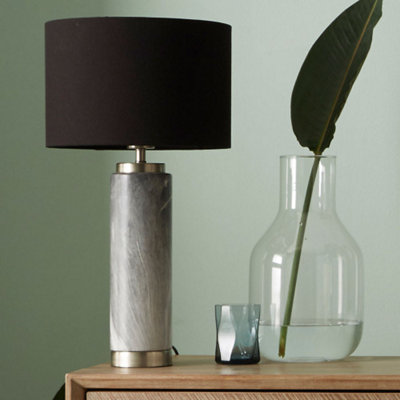 B&Q -  Grey Marble Effect Ceramic Tall Table Lamp