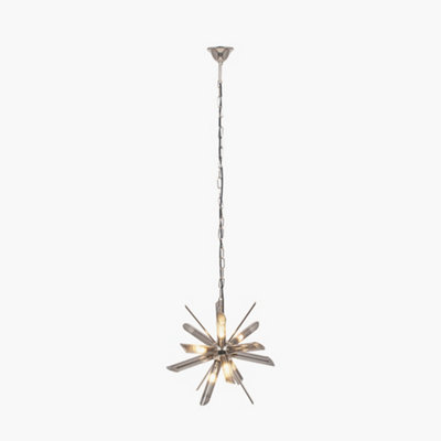 Pacific Lifestyle Estella Smoke Glass And Silver Metal Starburst Pendant from B&Q