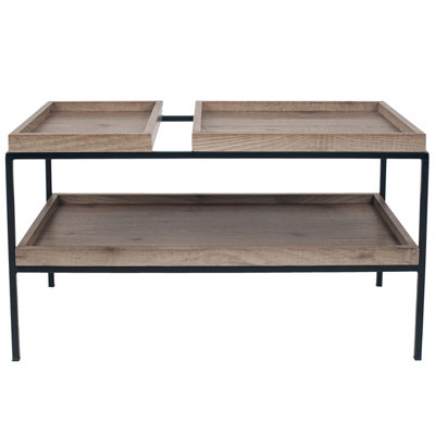 Pacific Lifestyle Gallery Natural Wood Veneer And Black Metal Coffee Table from B&Q